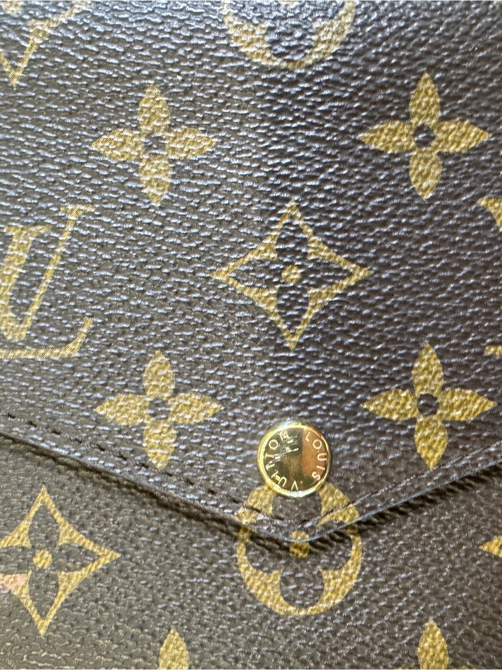 Inspire Brown Monogram Crossbody Wallet with Gold Chain and Burgundy Interior - Picture 2 of 13